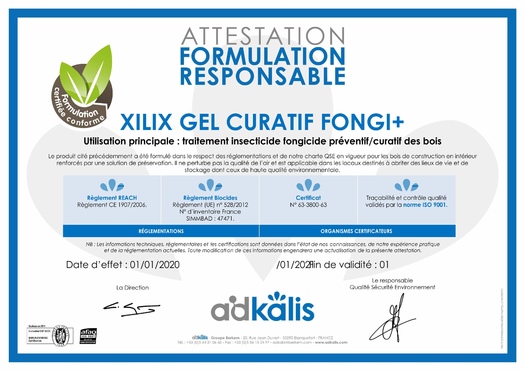 Сертификат безопасности и ответственности за состав XILIX® Gel Curatif Fongi Plus - фото